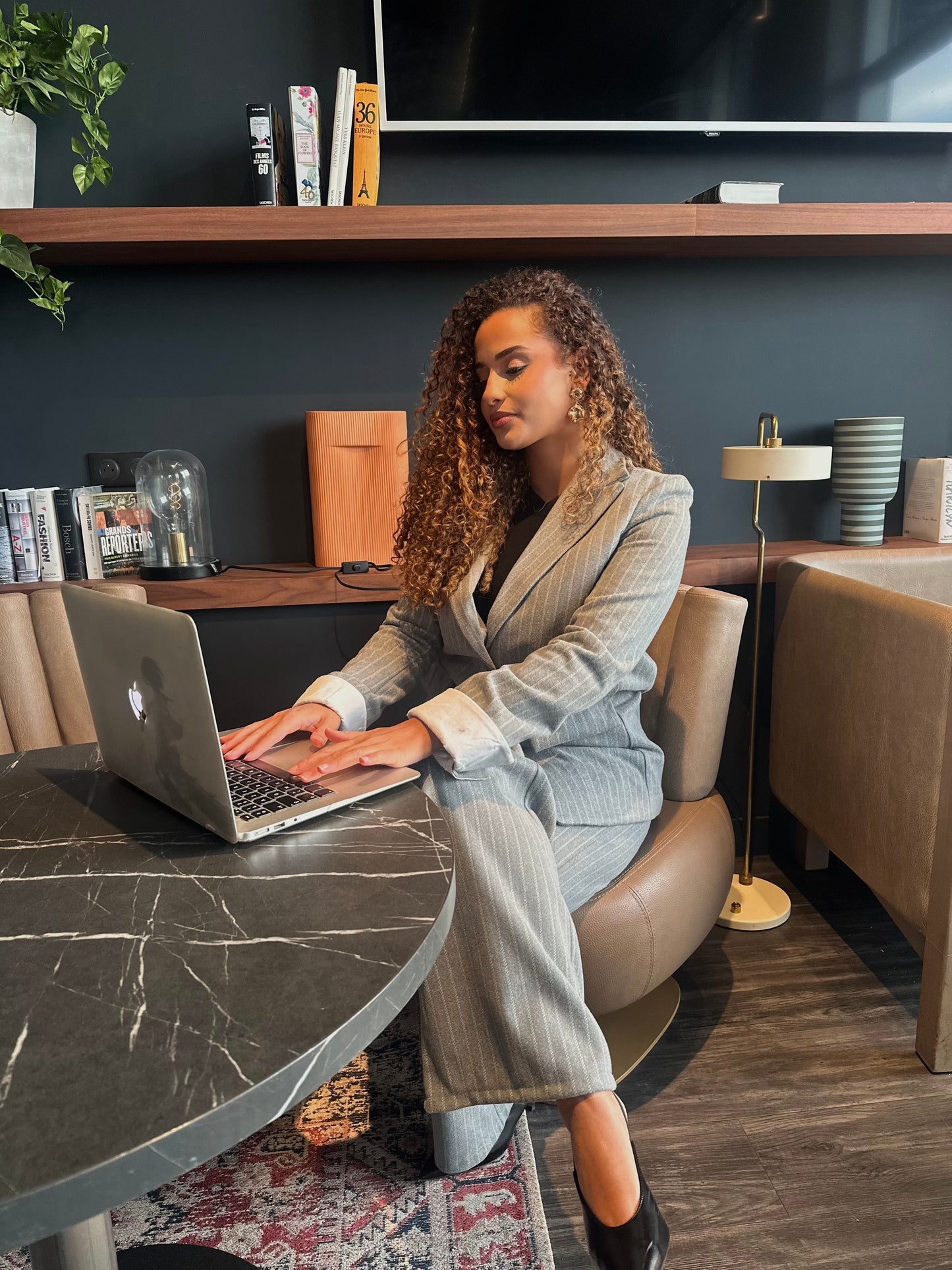 Ensemble blazer à rayure | Gris